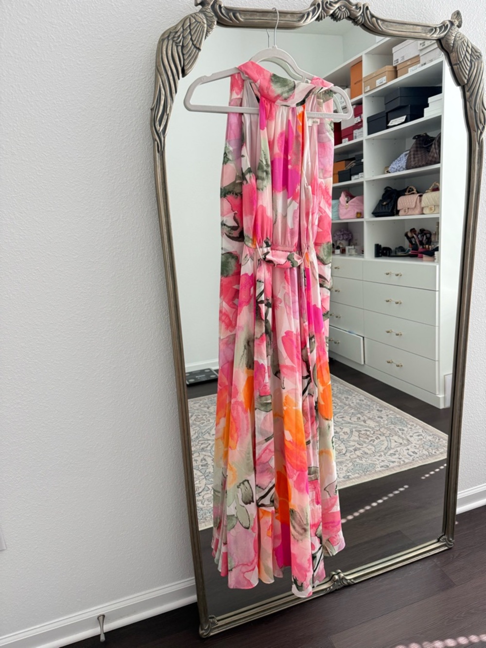 Eliza J Pink Watercolor Floral Halter Maxi Dress - Picture 6 of 8